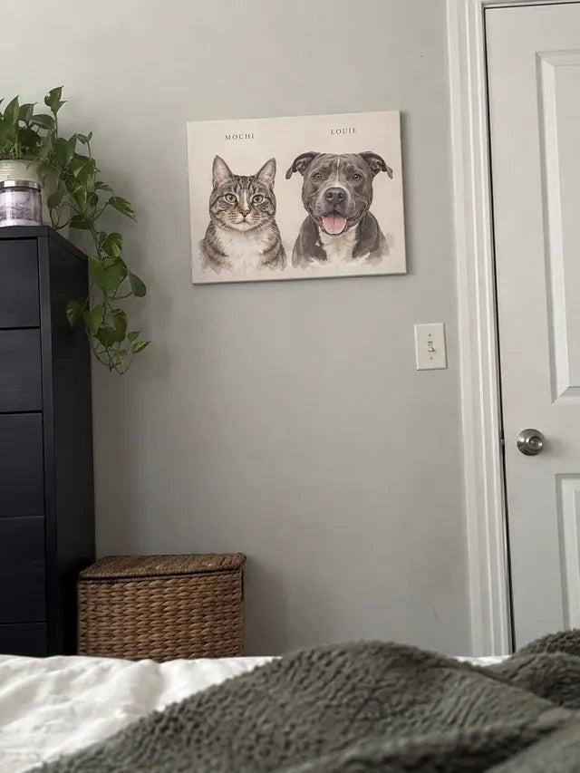 Illustrative Portrait examples featuring Mochi, Louie; not a customer photograph