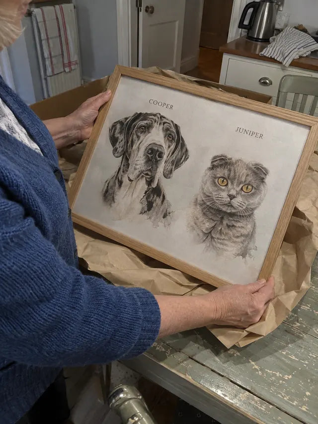 Illustrative Portrait examples featuring Cooper, Juniper; not a customer photograph