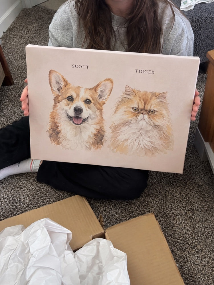 Illustrative casual home photo of Scout, Tigger watercolour artwork