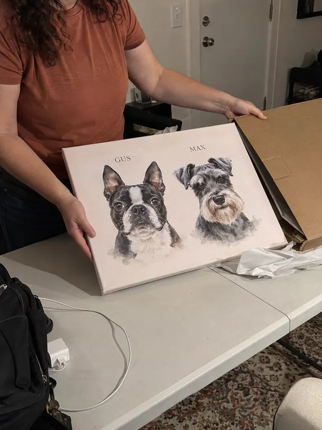 Illustrative Portrait examples featuring Gus, Max; not a customer photograph