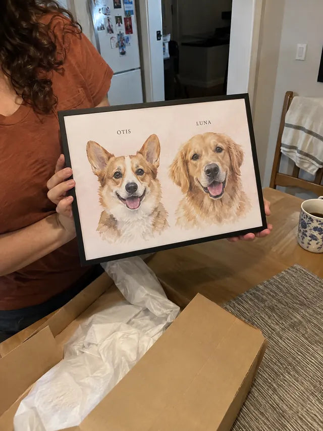Illustrative Portrait examples featuring Otis, Luna; not a customer photograph