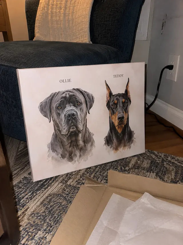Illustrative Portrait examples featuring Ollie, Teddy; not a customer photograph